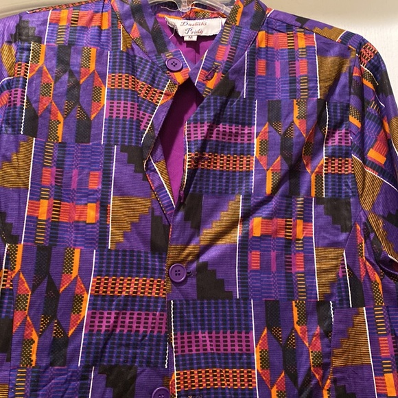 Dashiki Pride Kente Mauve Jacket - Picture 2 of 6
